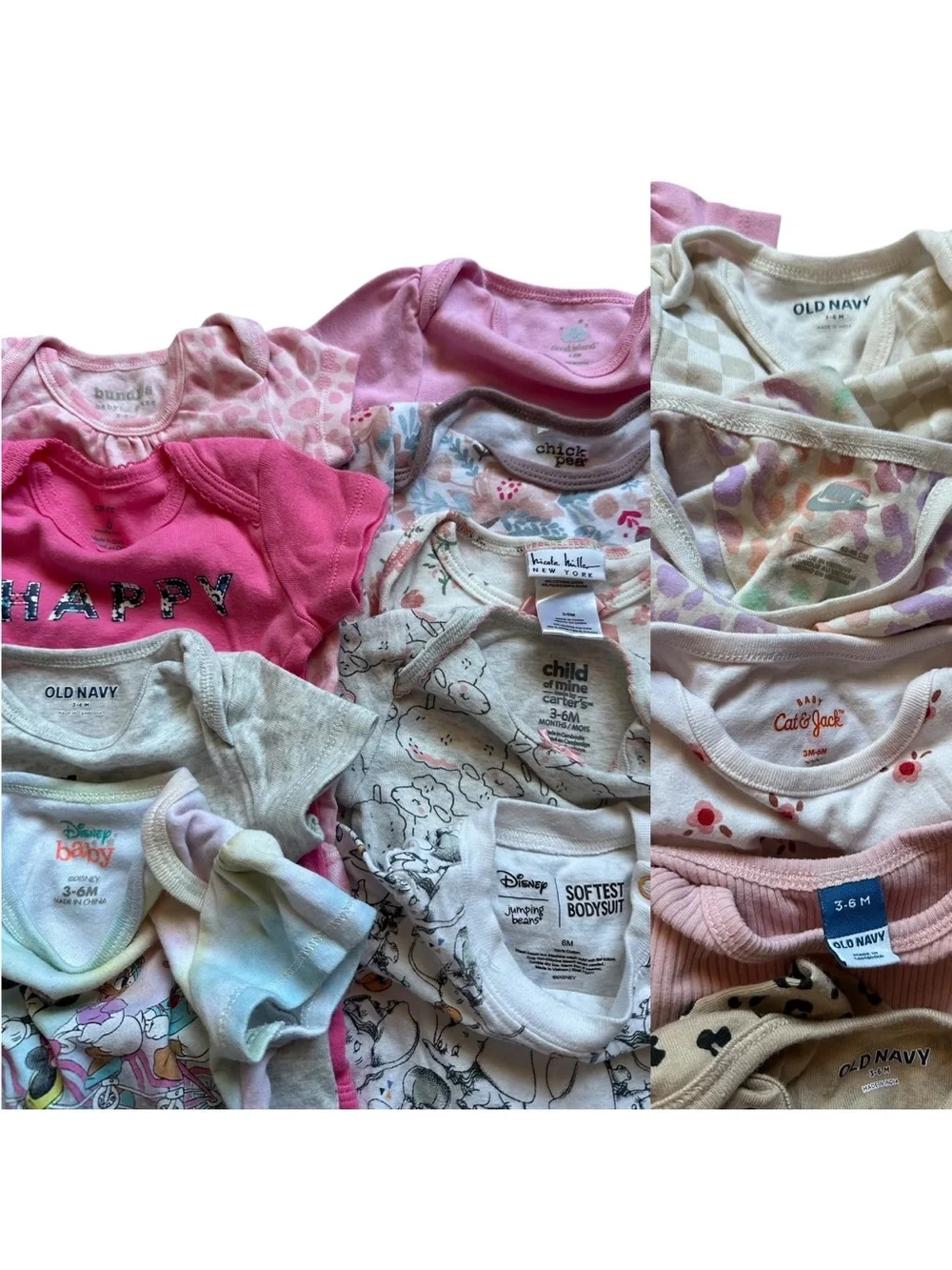 Baby girl 14 piece bodysuit clothing lot in various brands size 3-6 months